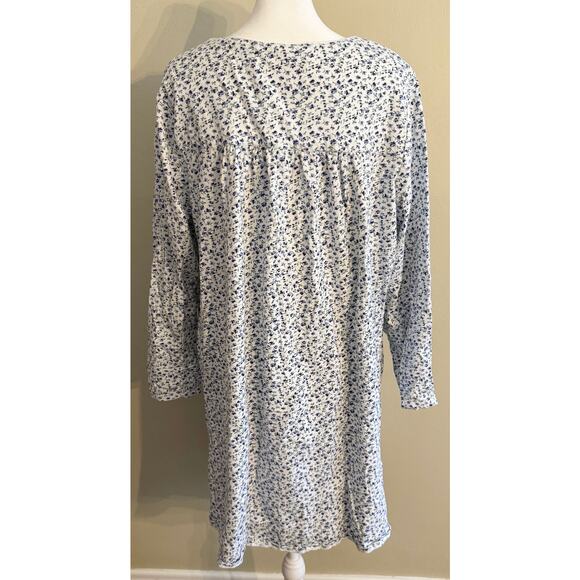 EILEEN WEST Longsleeve Flannel Floral Sleep Dress Loungewear Size L - Picture 3 of 5